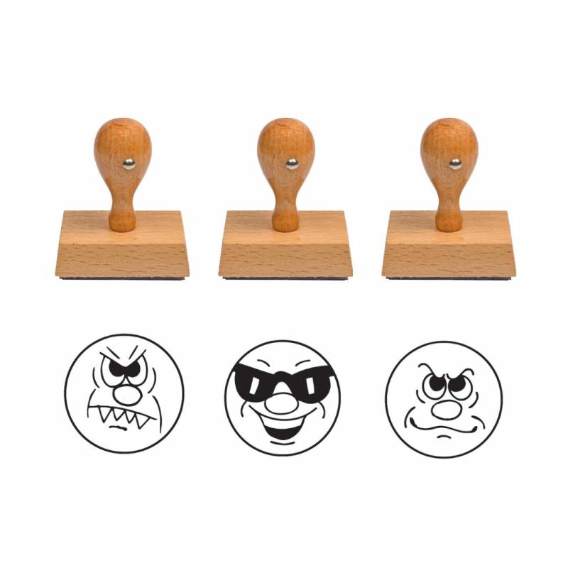 Pack de tampon smiley enseignant en bois smiley dessin Ecriture et