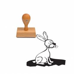 Tampon animaux lapin en bois