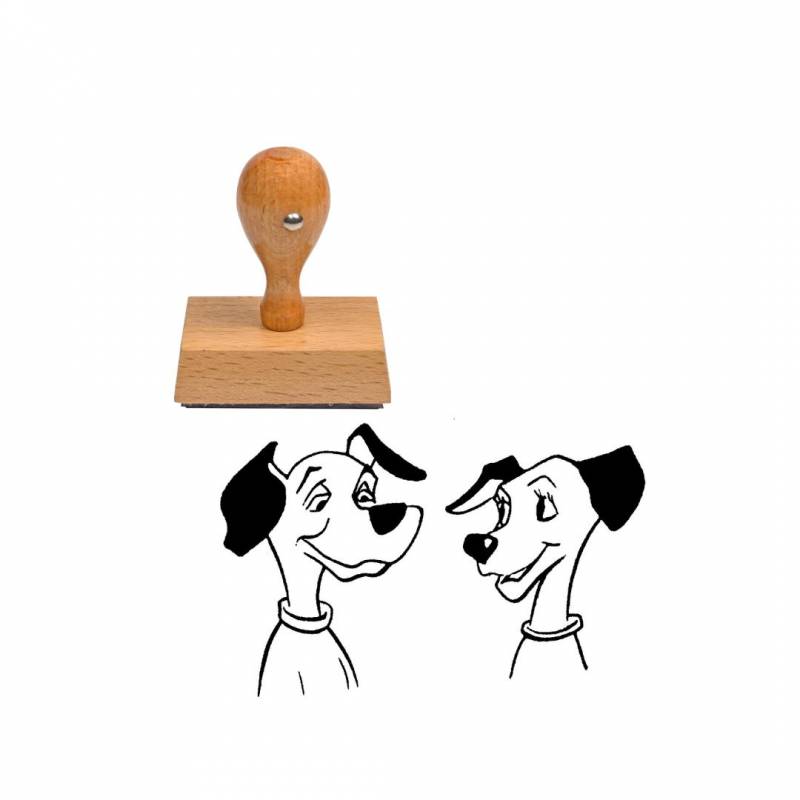 Tampon animaux Couple de dalmatiens en bois