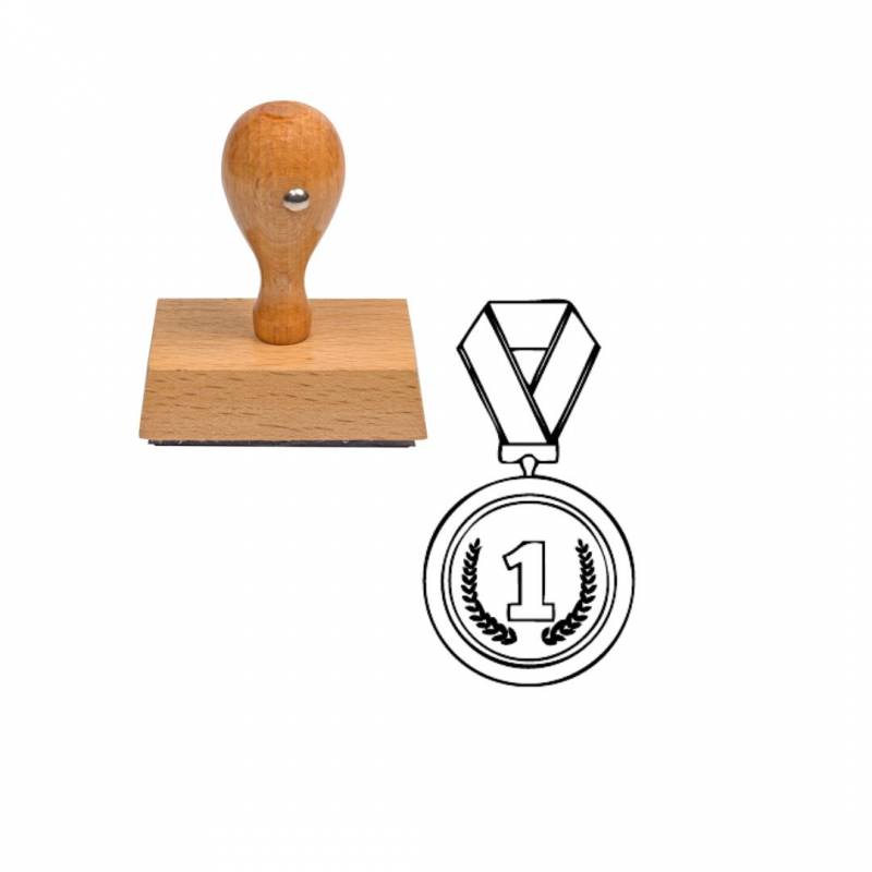 Tampon sport médaille or en bois
