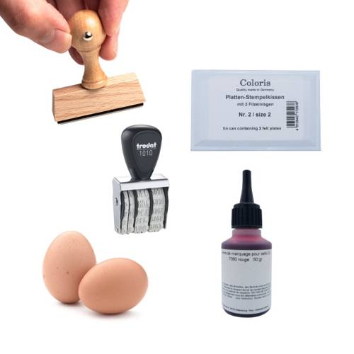 Tampon date et tampon à personnaliser et encre pour les œufs Tampon date et tampon à personnaliser et encre pour les œufs