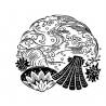 Tampon ex-libris en bois japonais coquillage art