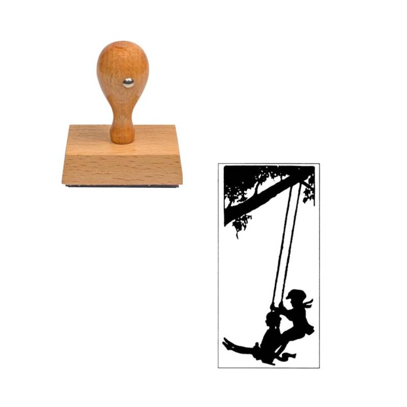 Tampon gravure ancienne tableau balançoire