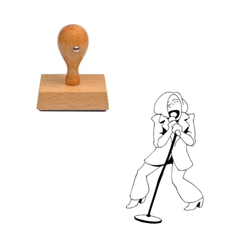 Tampon musique chanteur de rock en bois