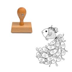Tampon animaux Poisson fleur en bois