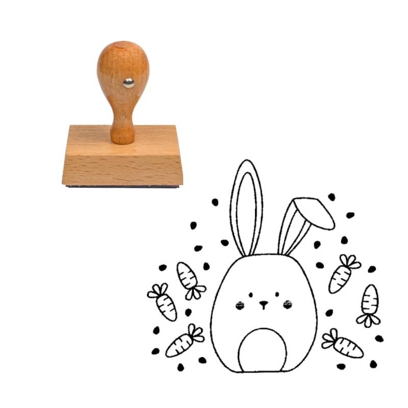 Tampon Pâques avec lapin et ses carottes