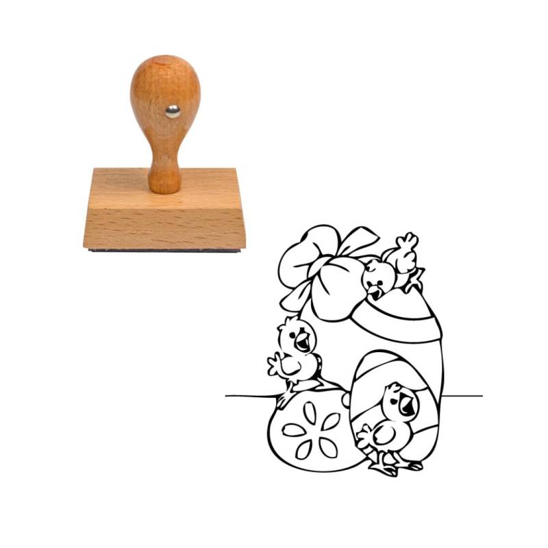 Tampon Pâques Œufs de Pâques avec poussins