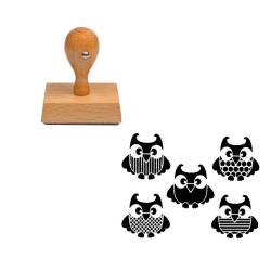Tampon animaux Chouettes en bois