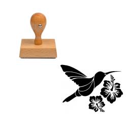 Tampon animaux Colibri avec fleurs en bois