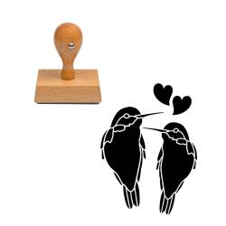 Tampon animaux Couple oiseaux en bois