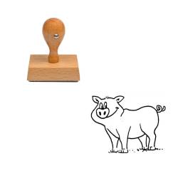 Tampon animaux Cochon en bois