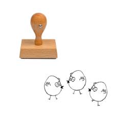 Tampon animaux 3 poussins en bois
