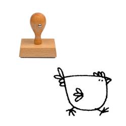 Tampon animaux Poule qui picore en bois