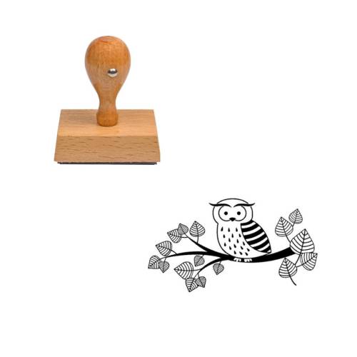 Tampon animaux Hiboux sur sa branche en bois Tampon animaux Hiboux sur sa branche en bois