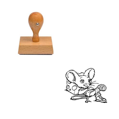 Tampon animaux Petit souris en bois Tampon animaux Petit souris en bois