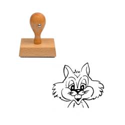 Tampon animaux Chat dessin animé en bois