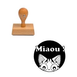 Tampon animaux Miaou en bois