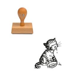 Tampon animaux Chat qui boit en bois