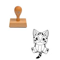 Tampon animaux Chaton assis en bois