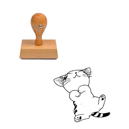 Tampon animaux Chaton endormi en bois Tampon animaux Chaton endormi en bois