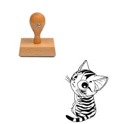 Tampon animaux Chaton tigré en bois
