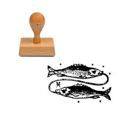 Tampon astrologique Poisson en bois