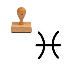 Tampon astrologique symbole Poisson en bois