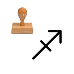 Tampon astrologique symbole Sagittaire en bois