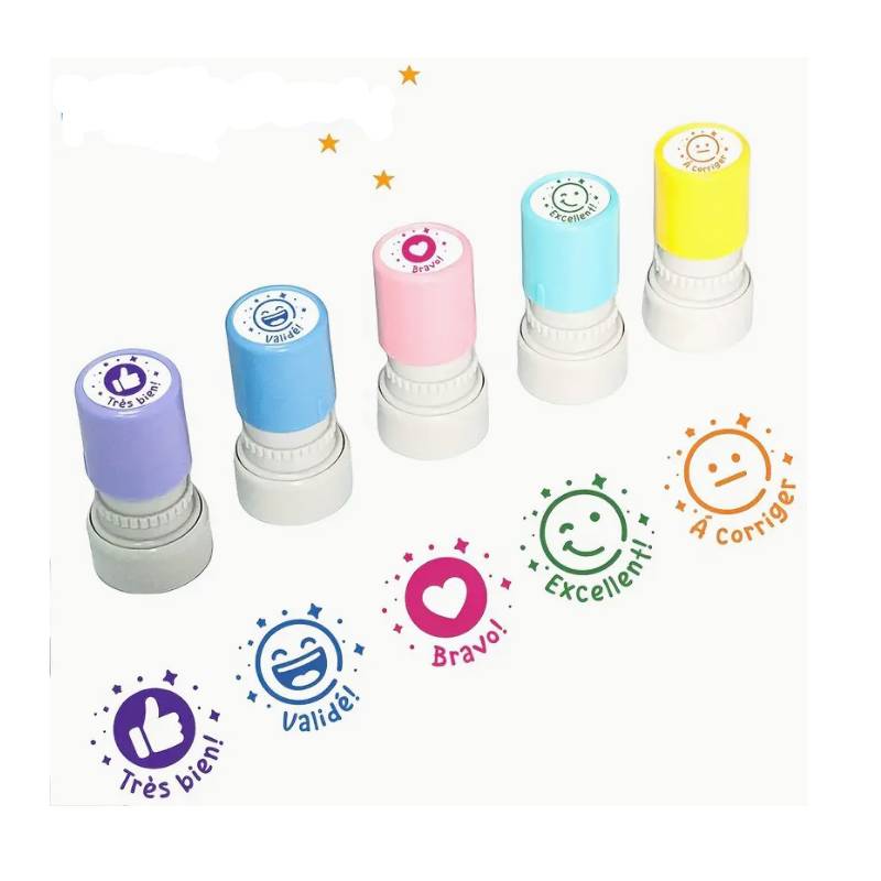 Tampons smiley texte personnalisé x5