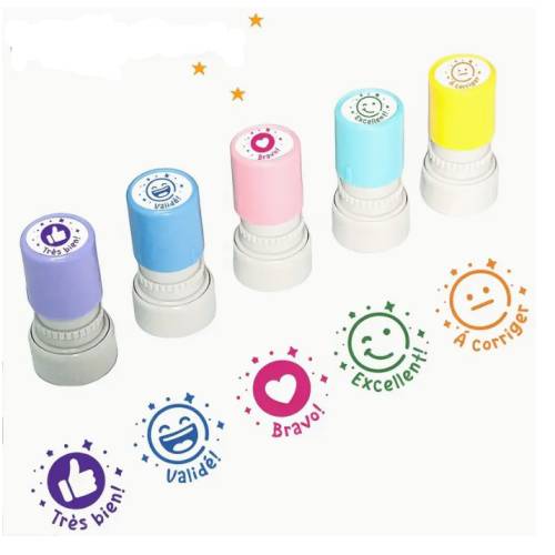 Tampons smiley texte personnalisé x5